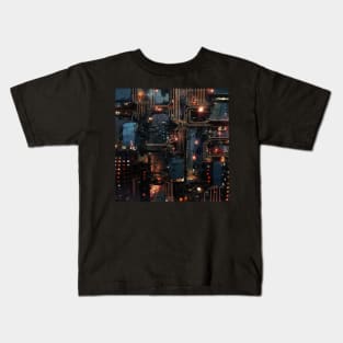 Cyber Circuit Cityscape Kids T-Shirt